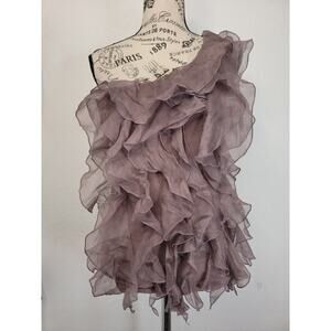 bebe Mauve Ruffle One-Shoulder Blouse